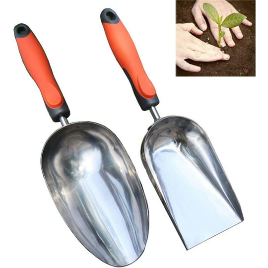 Stainless Steel Flower Shovel Potted Planting Shovel Garden Planting Tools Outdoor Gardening Supplies Round+flat