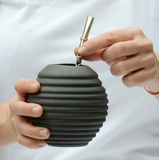 Yerba Mate Gourd, White/Black