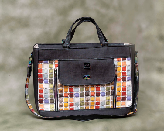 The Artist Organizer Satchel in Black & Pigment Print