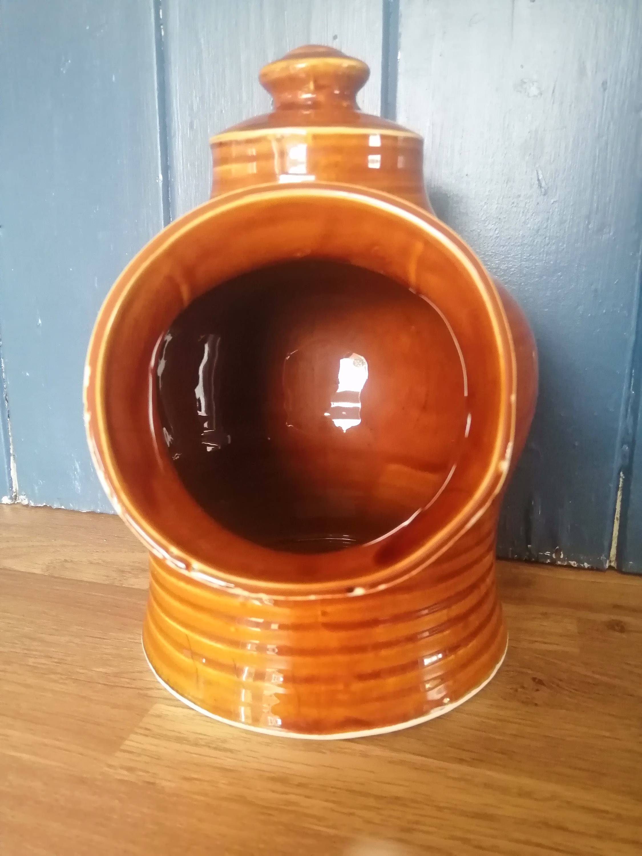 Very Large Brown Glazed Salt Pig