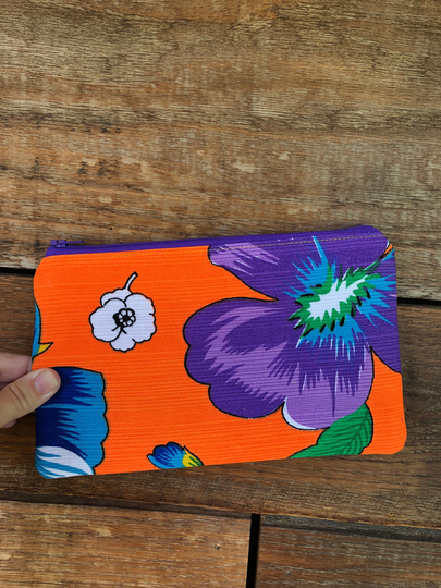 Vintage Hawaiian Pouch/ Palaka/Zipper Cosmetic Bag Makeup