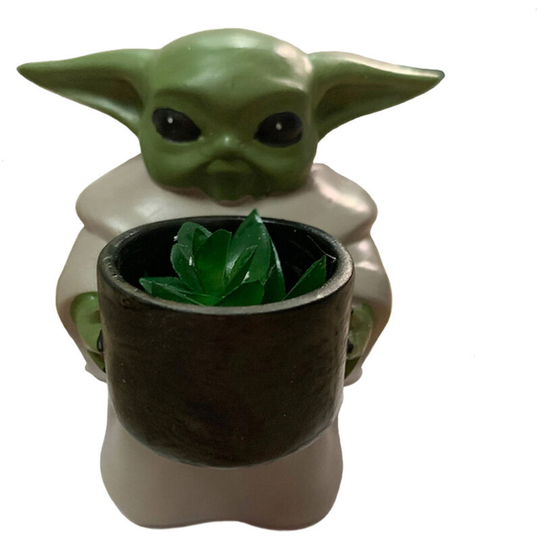 Betterlife Flowerpot,Mini Resin Flowerpot with Hole for Baby Yoda 10.5cm,1pcs