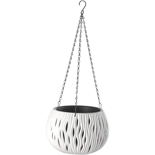 Fvbjd - Hanging Planter Flower Plant Pots Indoor Outdoor Balcony Terrace Hanging Basket Home Decor - White