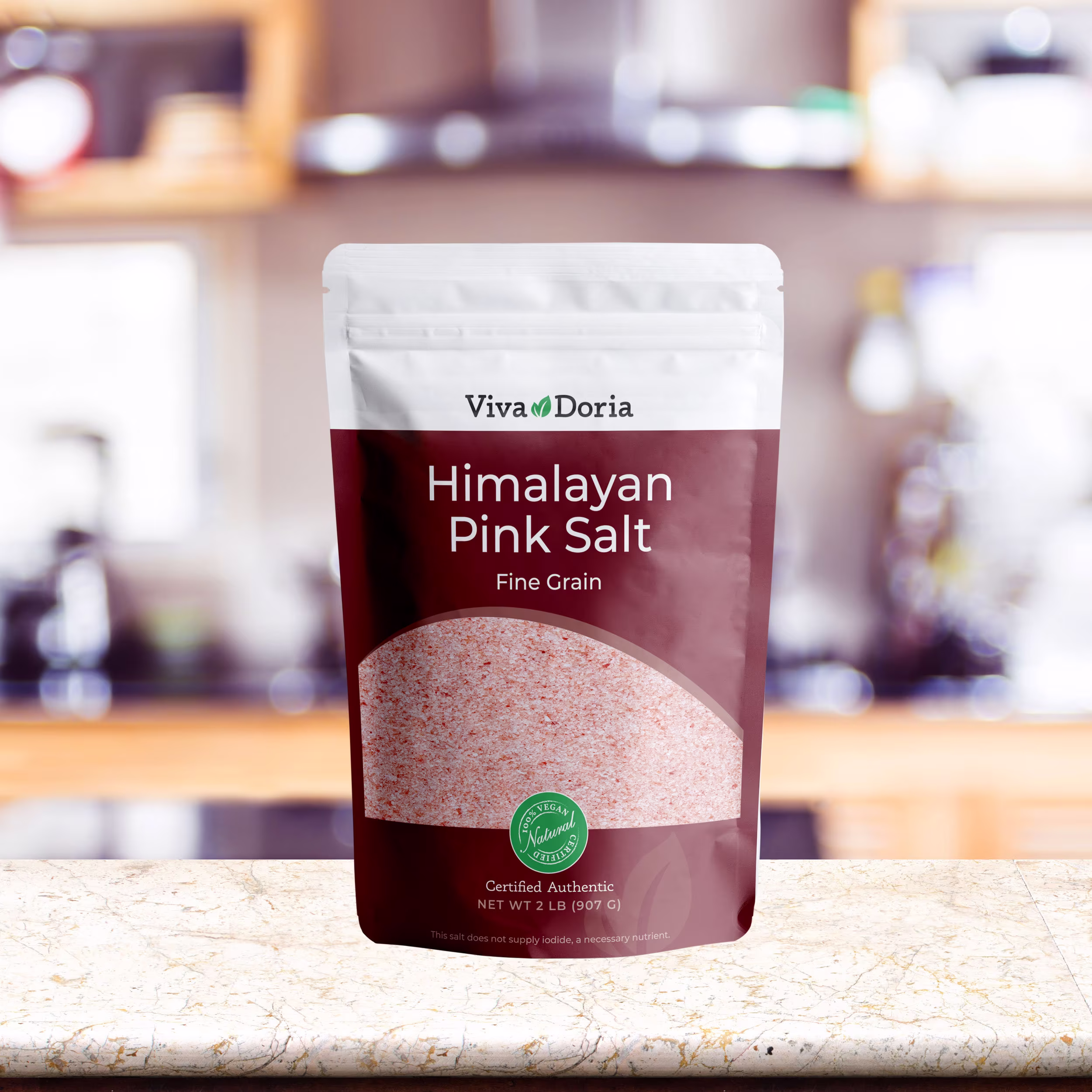 Viva Doria Himalayan Pink Salt, Fine Grain, Certified Authentic, 2 lb. | 907 G
