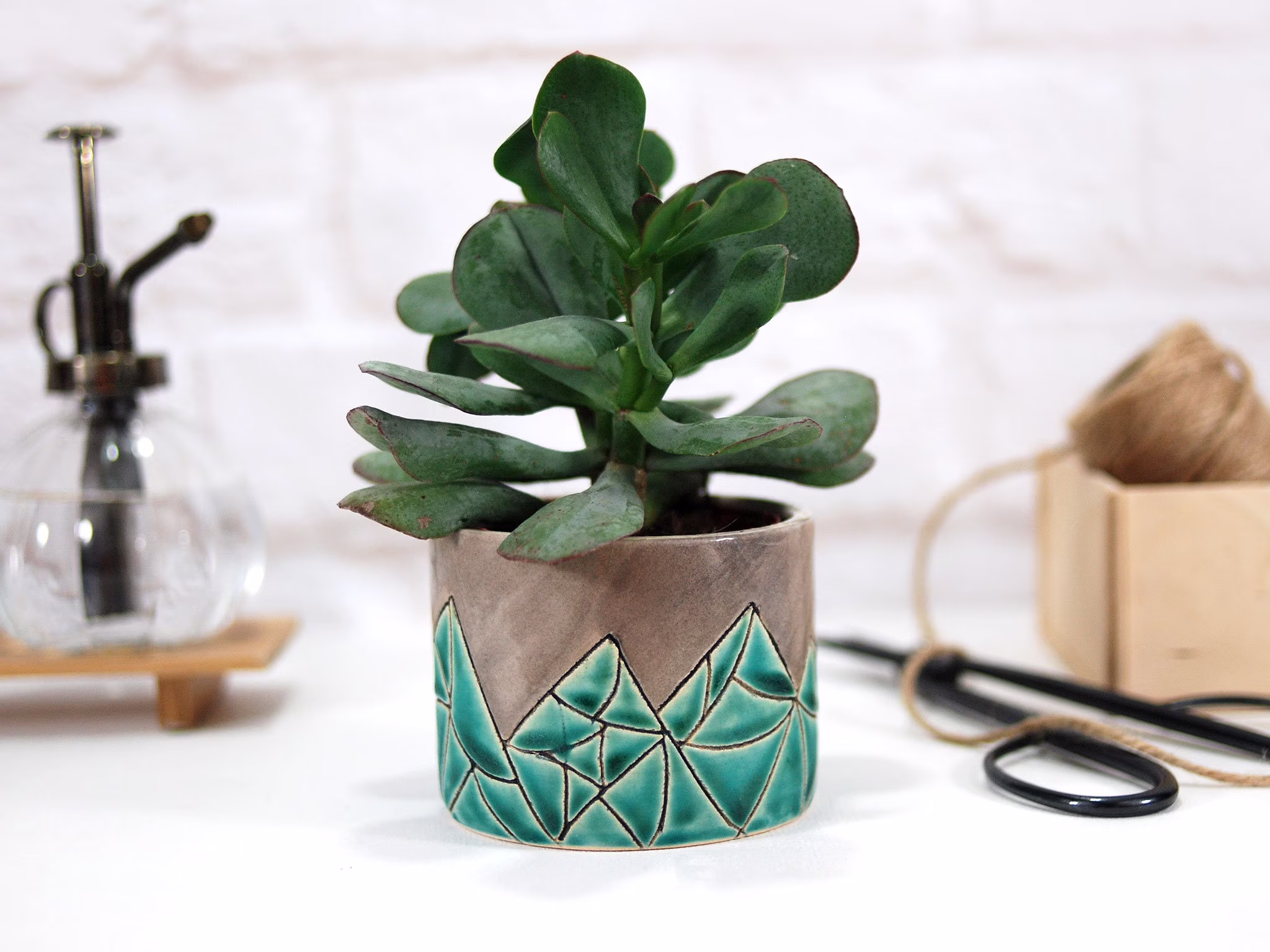 Mini Turkish Turquiose Planter Pot // Ceramic For Succulent, Cactus, Air Plants | Terrarium Indoor Garden Modern Home Decor