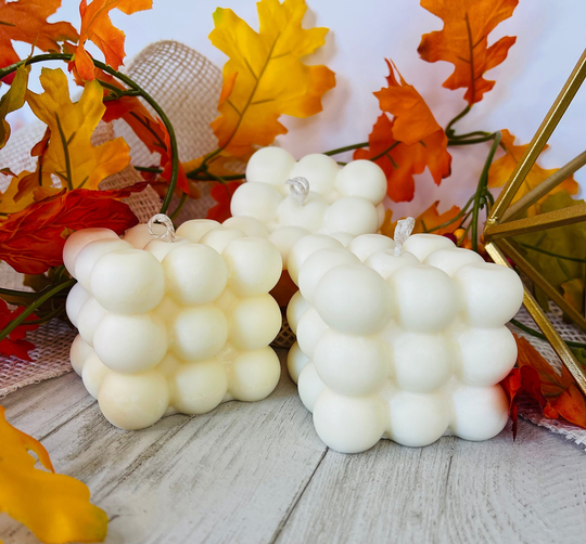 Fall Bubble Candles | Pumpkin Spice Scented Apple Seasonal Cube Soy Wax Candle