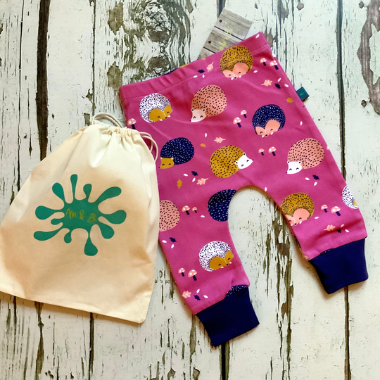 Ready To Ship Organic Hedgehog Baby Leggings, Toddler Kids Pants, Hedgehogs