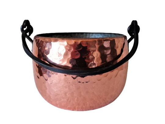 Vintage Copper Planter, Hammered Jardiniere, Hanging Plant Pot, Outdoor Decor, Indoor Gardening