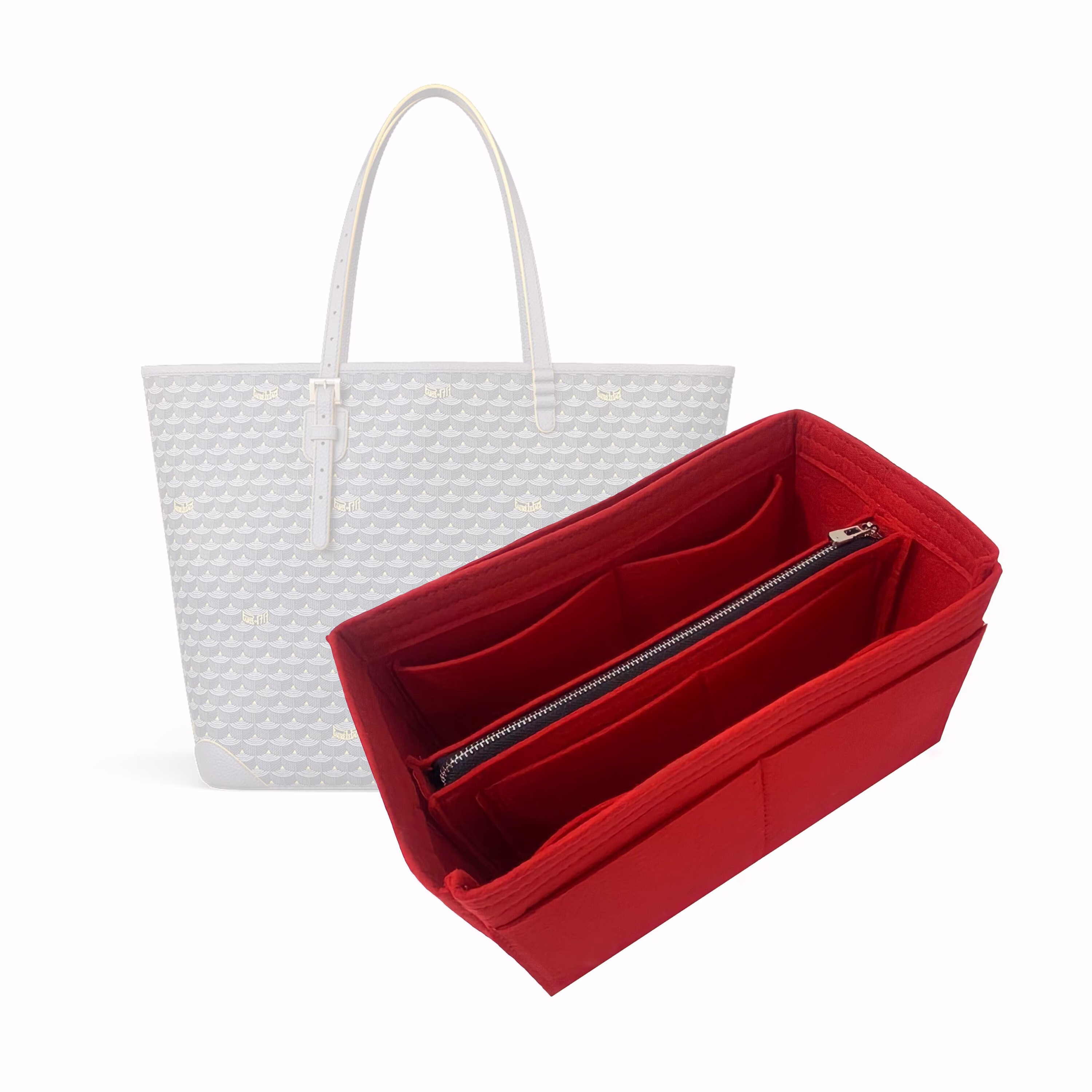 Daily Battle Bag Organizer/Tote Felt Insert With Detachable Zipper Pocket Handbag Storage Purse Liner Pocket Laptop Ipad