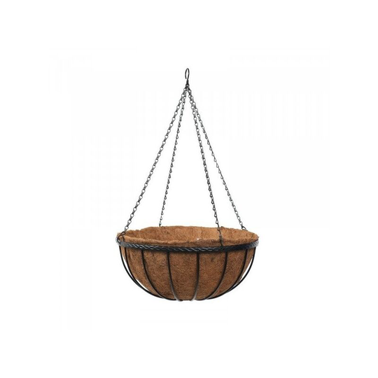 Smart Garden 40cm 16 Inch Metal Saxon Metal Hanging Basket Black Planter Liner