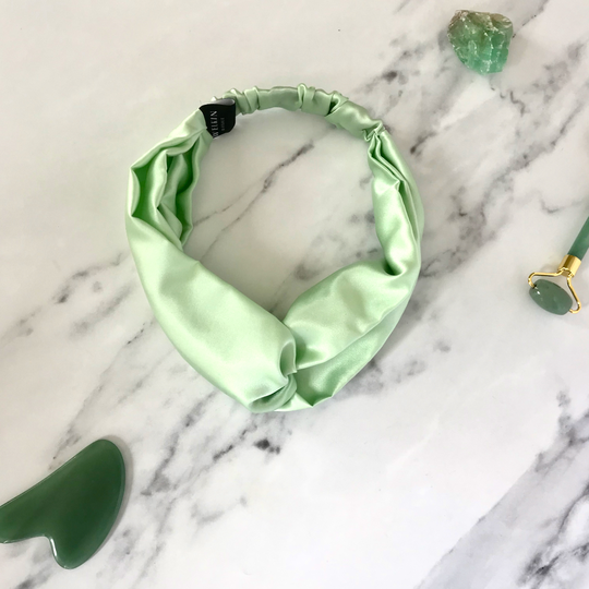 Mulberry Silk Twisted Turban Headband In Matcha Green