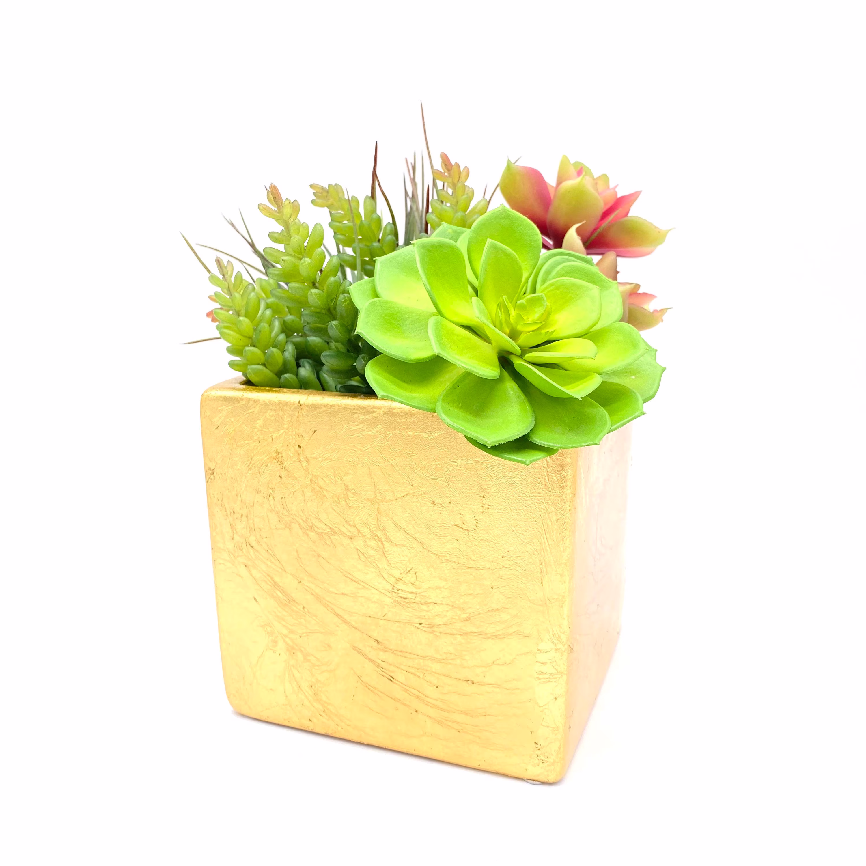 Vintage - Gold Square Ceramic Planter Mid Century Modern