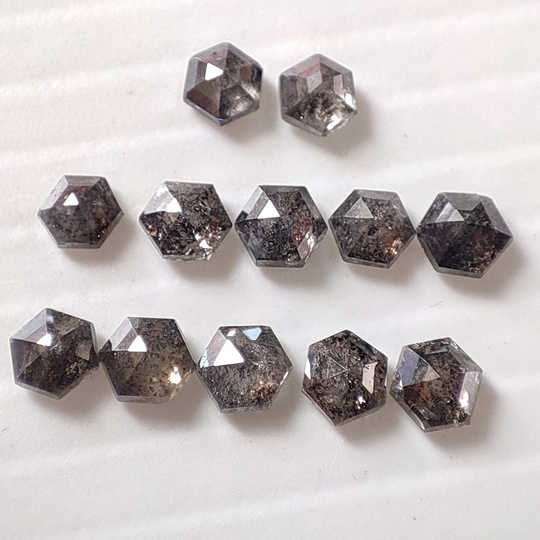 3.5 Mm Salt & Pepper Diamond Hexagon Natural Conflict Free Rose Cut Aaa+ Loose Fancy Shape Color Dc