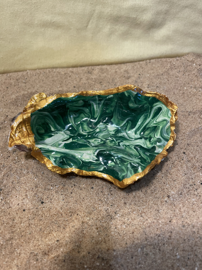 Green Salt And Pepper Oyster Shell Holder