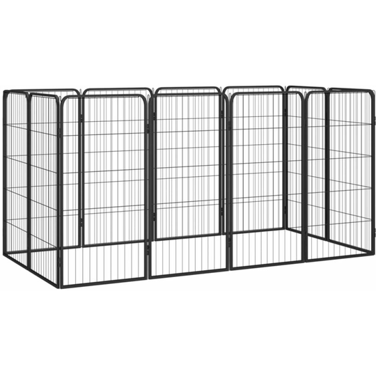 12-Panel Dog Playpen Black 50x100 cm Powder-coated Steel Vidaxl Black
