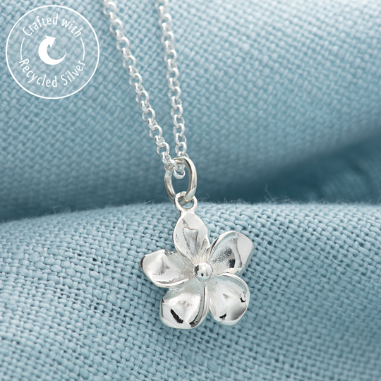 Personalised Sterling Silver Flower Necklace, Silver