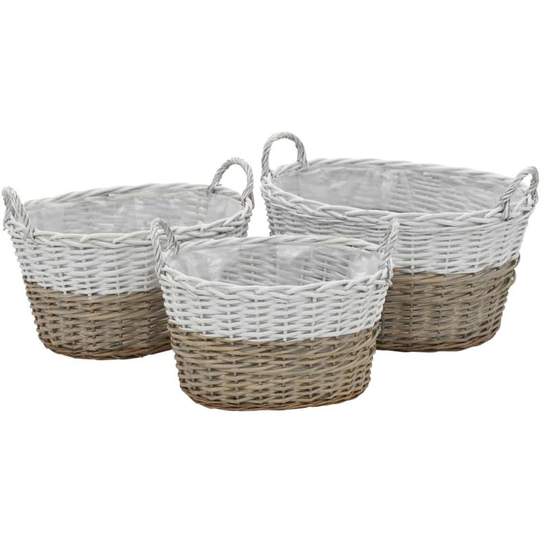 Hommoo Planter 3 pcs Wicker with PE Lining VD12752