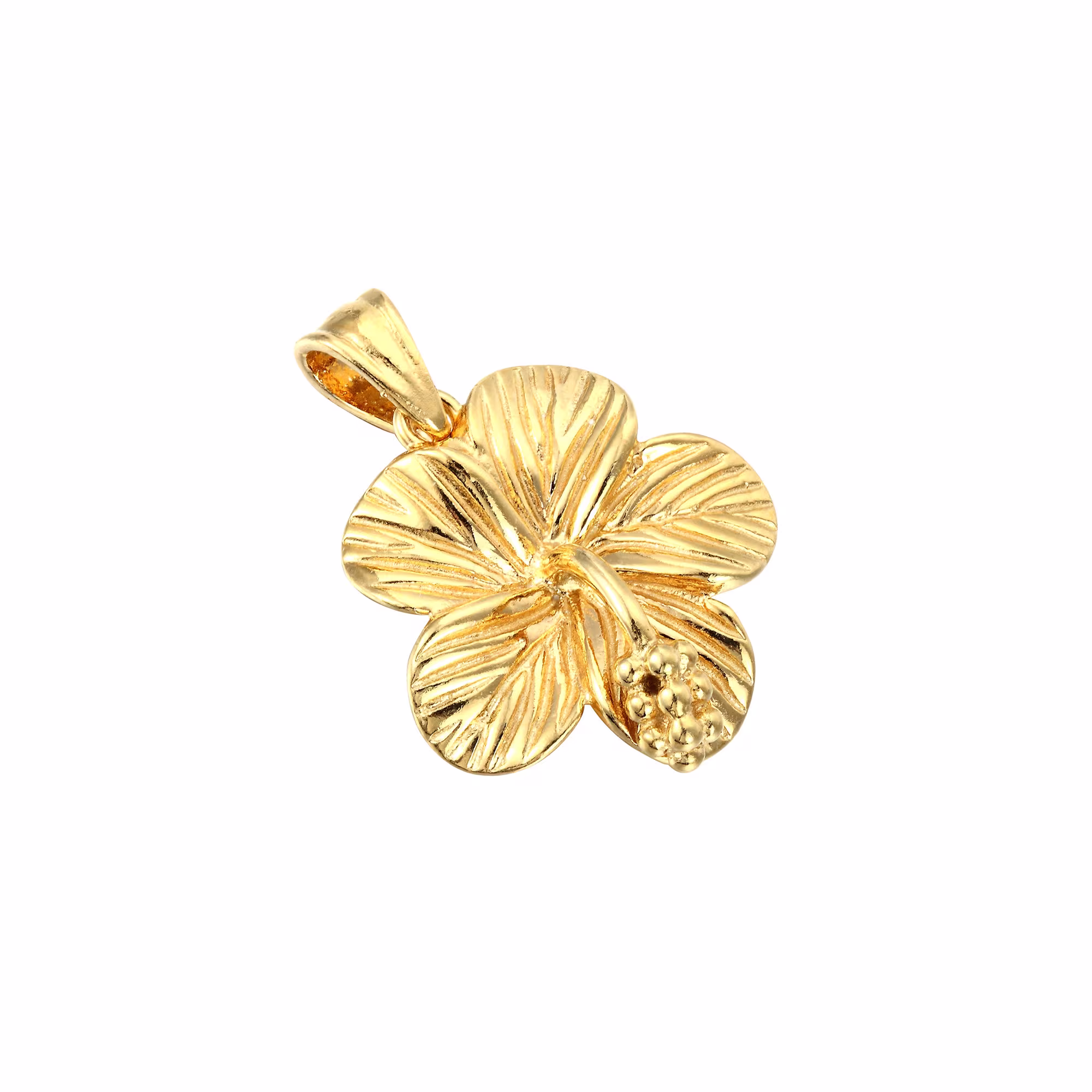 Hibiscus Flower - Hibiscus Necklace Gold Silver Rose Pendant Charm -A1Pd-0099