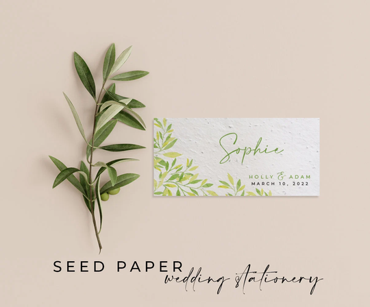 Plantable Seed Paper Eco-Friendly Sustainable Biodegradable Wedding Party Placecard Place Name - Lemon Tree