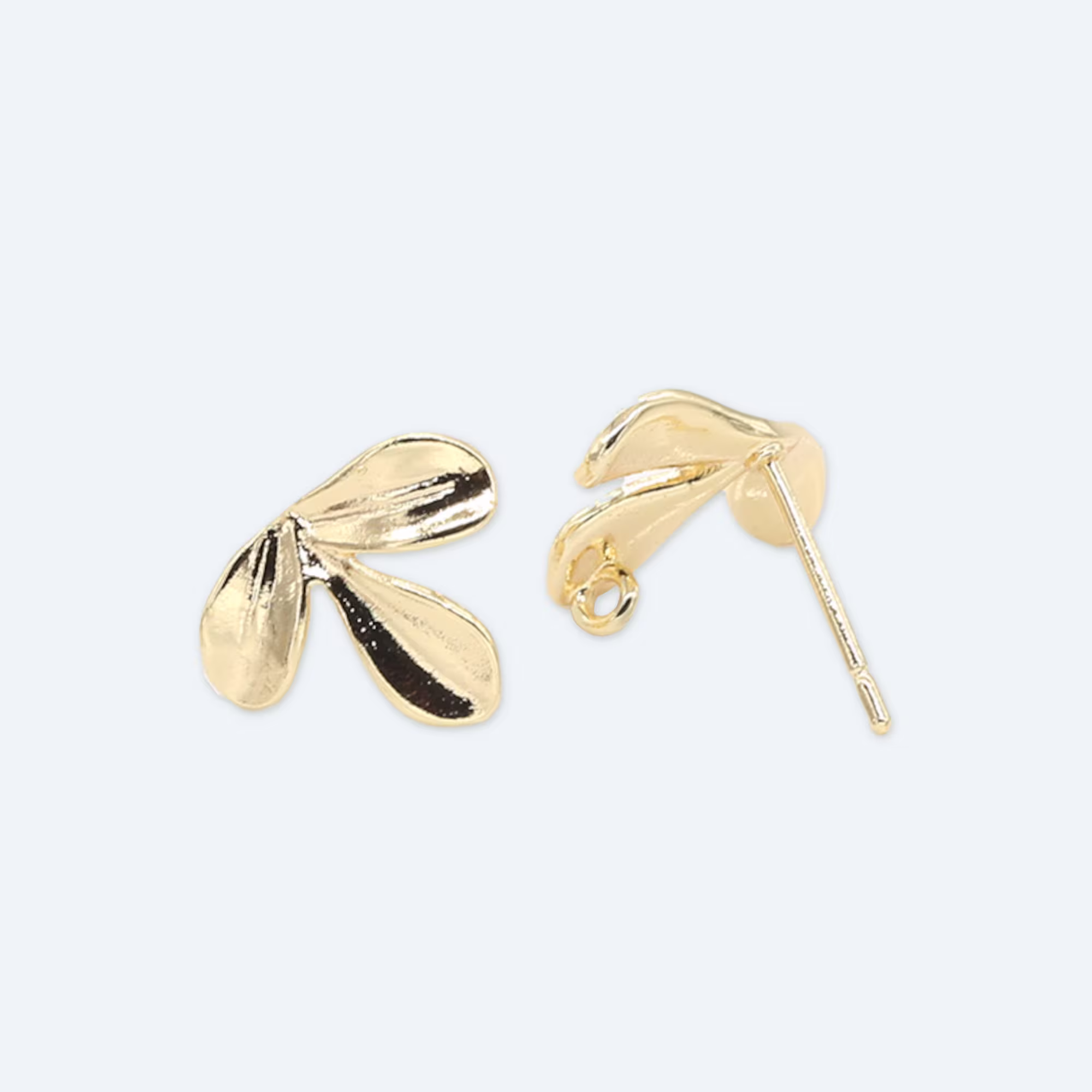 1 Pair 13x13mm Wholesale Gold Plated Plant Stud Earrings