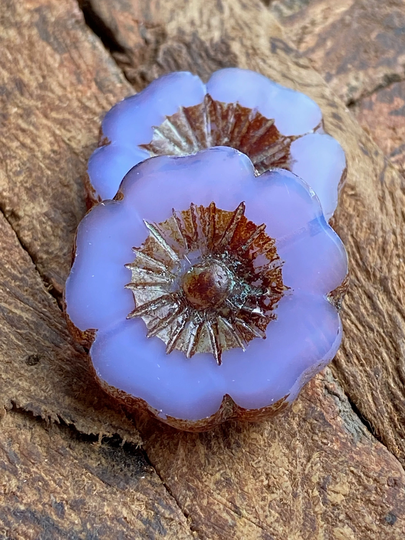 Flower Beads - Hibiscus Glass Czech 22mm 2 Pcs