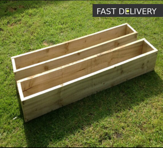 2 X 90cm Long Handmade Wooden Garden Planters Delivered To Your Door Ready Assembled - Fast&free Delivery