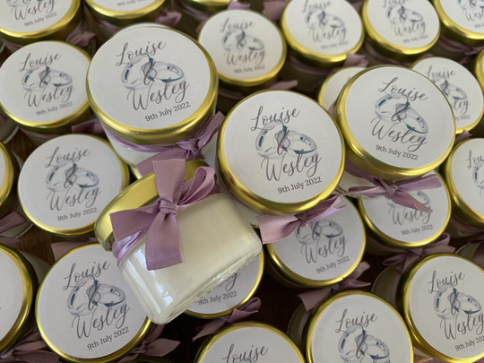 Sample Personalised Mini Candles, Wedding Favour, Baby Shower Hen Party Favours, Personalised Sample