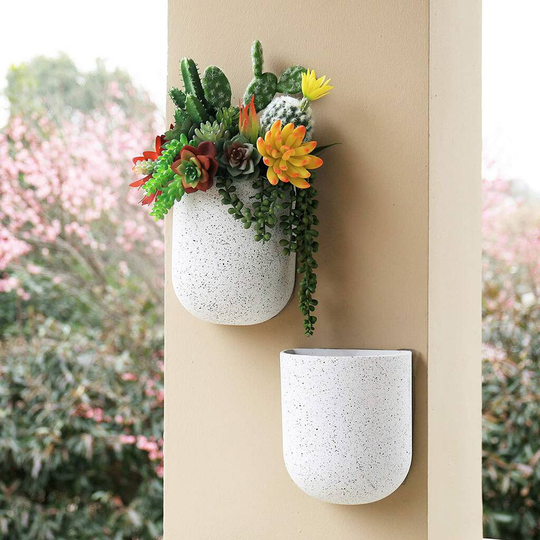 Pack Of Two Ceramic Hanging Wall Planter Pots
