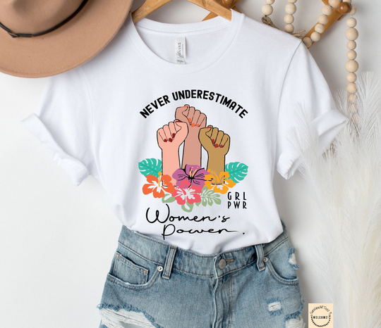 Women's Power - Girl Power-Grl Pwr-Feminist Shirt-Feminist Gift-Floral Shirt-Women Support Tee-Women Gift-Feminism Quote-Empower Women Shirt