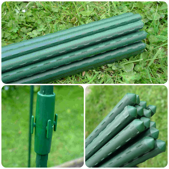 Garden Plant Stakes / Supports + Extension Connectors (Pack of 20 1.5m long x Ø11mm rods + 10 connectors)