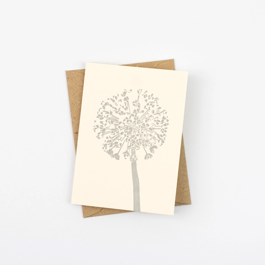 Allium Seed Head - Card Metallic Silver Heads Letterpress Cards Thank You Note Letterpress
