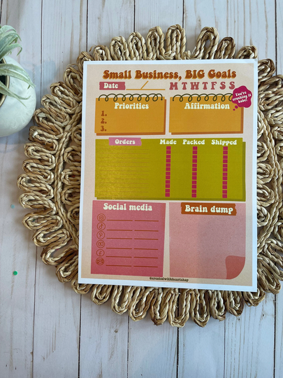 Small Business Planner Notepad/Small Organizer Daily Pad To Do Desk 8.5x11 In