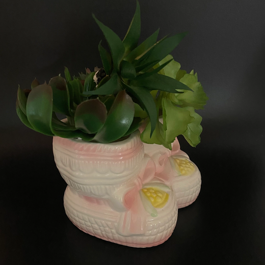 Baby Boots Pastel Planter - Pink Blue Yellow Cream Vintage