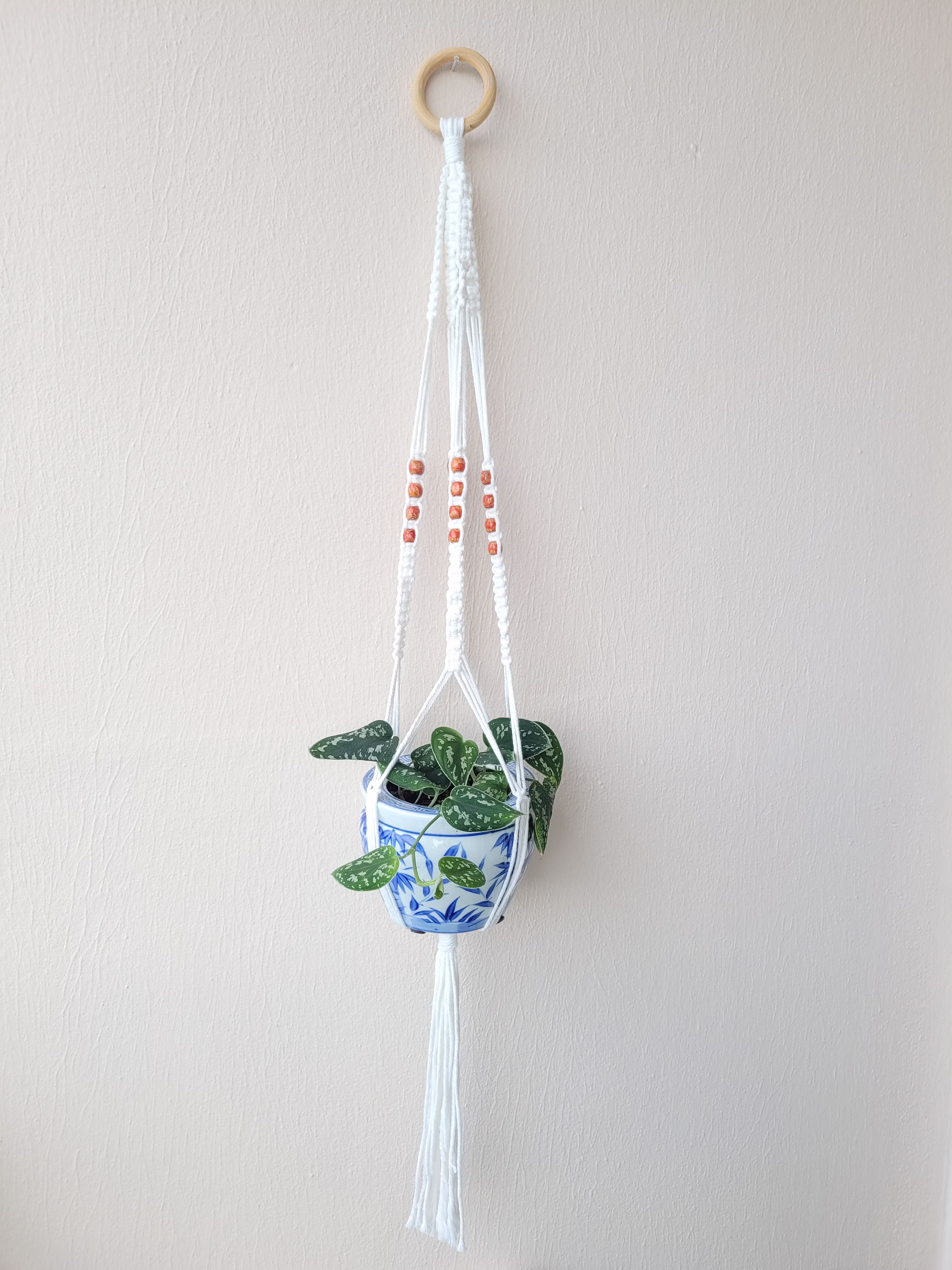 Plant Hanger Indoor Hanging Planter Basket With Wood Beads Decorative Flower Pot Holder For Outdoor Boho Home Decor Macrame