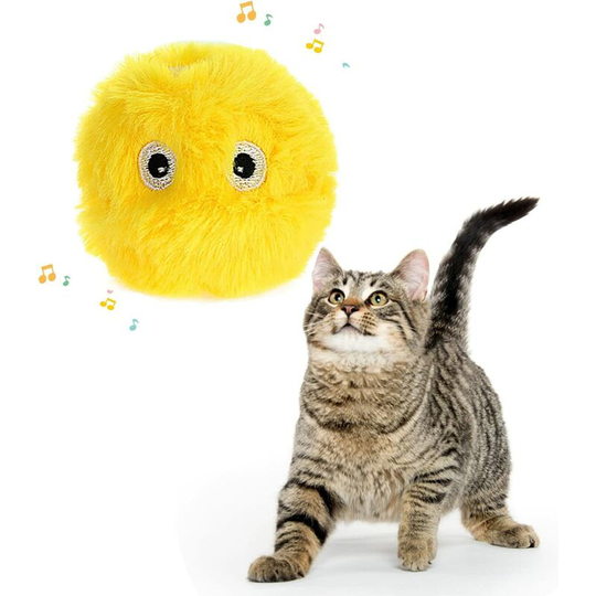Perle Rare - Balle de jouet pour chat en forme d'oiseau avec herbe à chat, jouet interactif réaliste pour chat avec oiseau chanteur pour mordre,