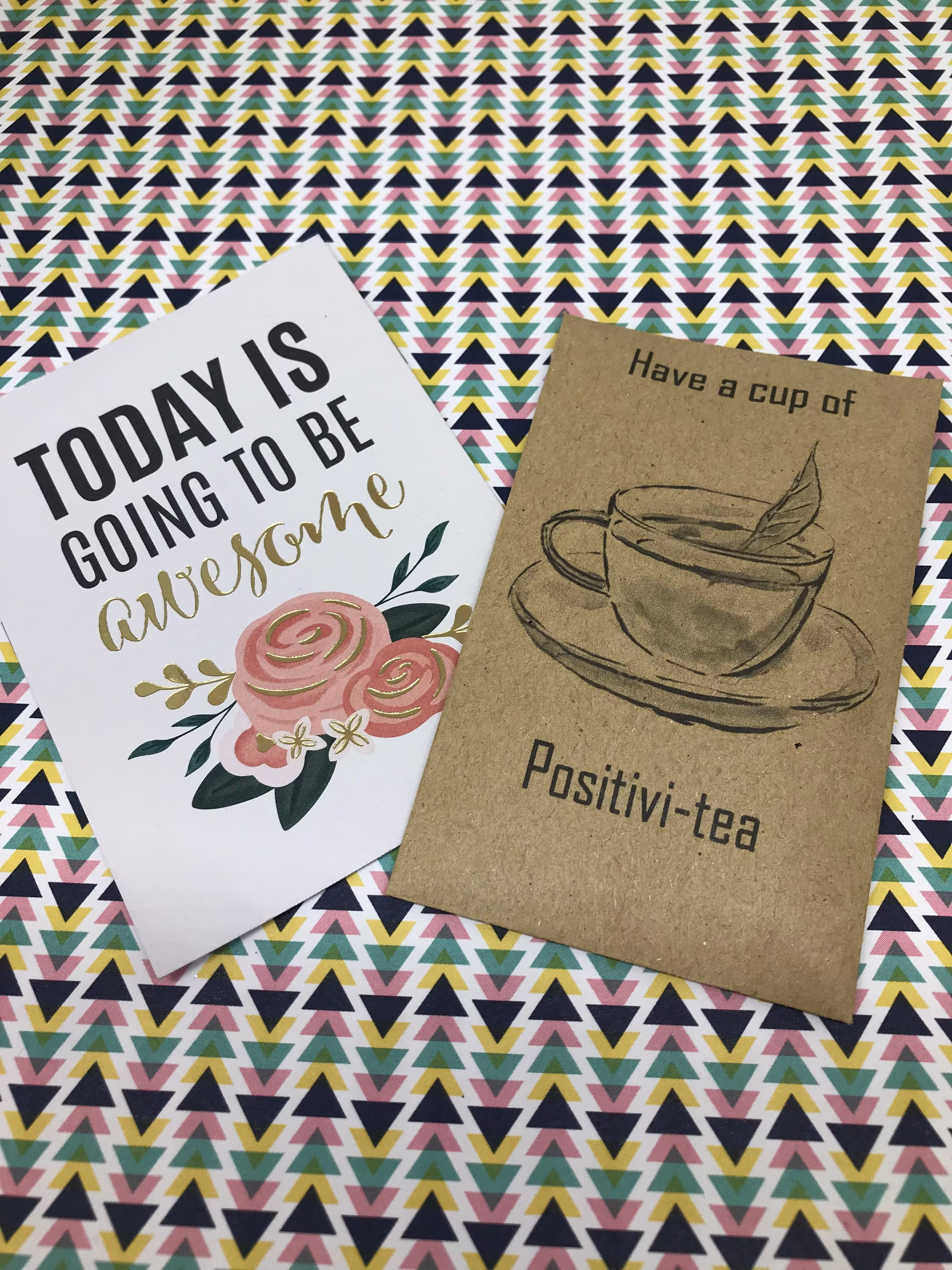 Have A Cup Of Positivi-Tea, Mini Kraft Envelope With Tea Bag, Great Little Gift For A Lover, Tea, Envelope, Favor, Green
