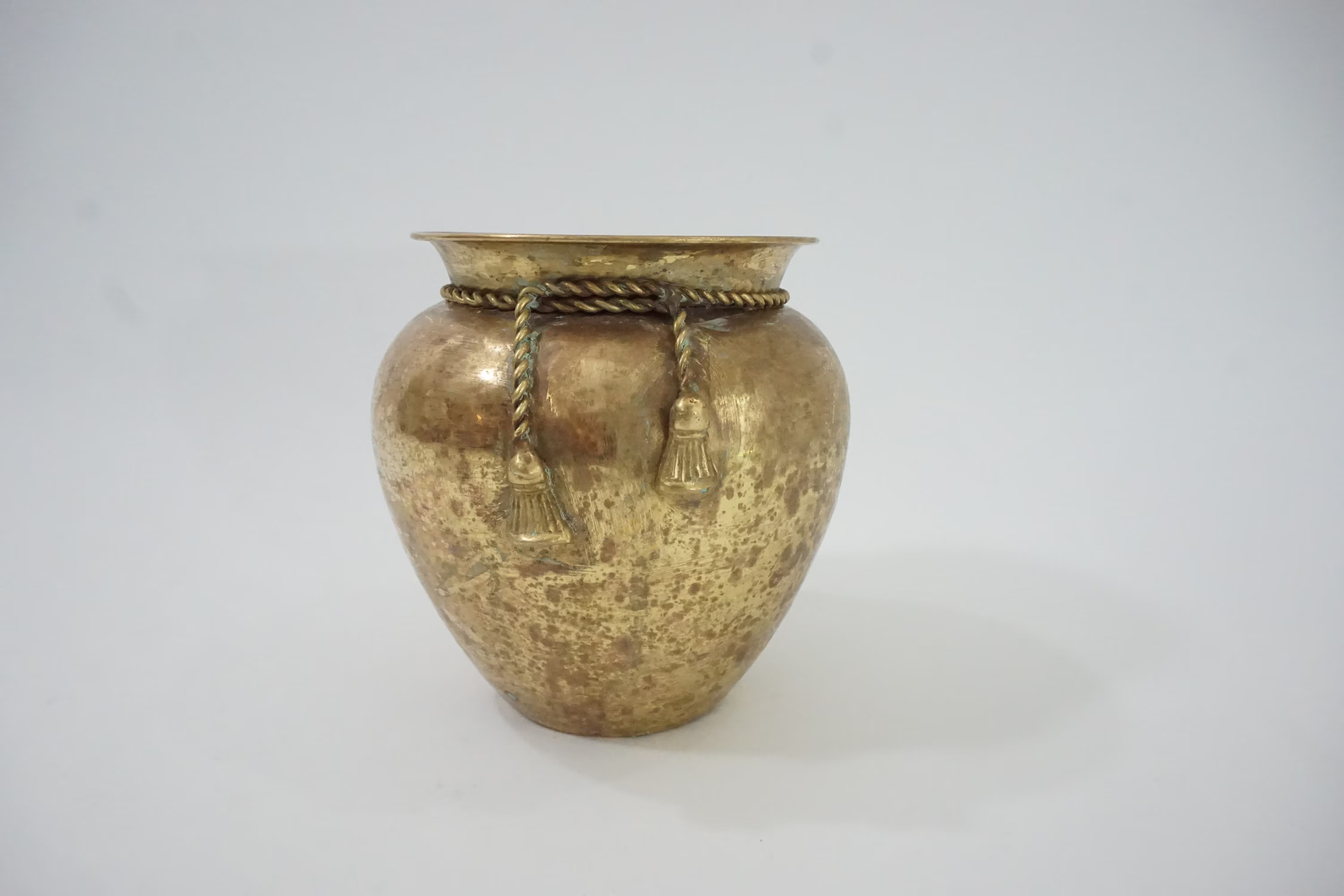 Vintage Brass Planter, Bucket, Flower Plant Holder, Hammered Discolored Metal, Planter Free Usa Ship