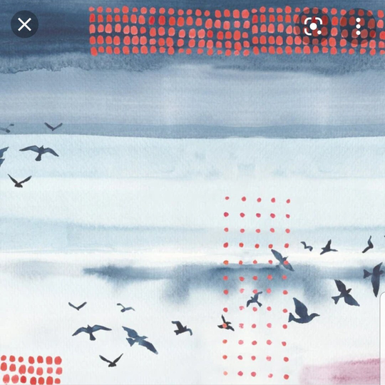 Monaluna 100% Organic Quilting Cotton Poplin Crow Fabric Beach Scene Flock