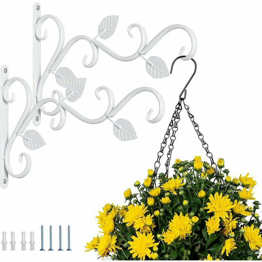 Naxunnn - Wall Hanging Plant Holder, 2 Pieces Tinplate Hanging Hooks Wall Brackets 30cm Flower Pot Bird Feeder Retro Hanger Hook Indoor Outdoor