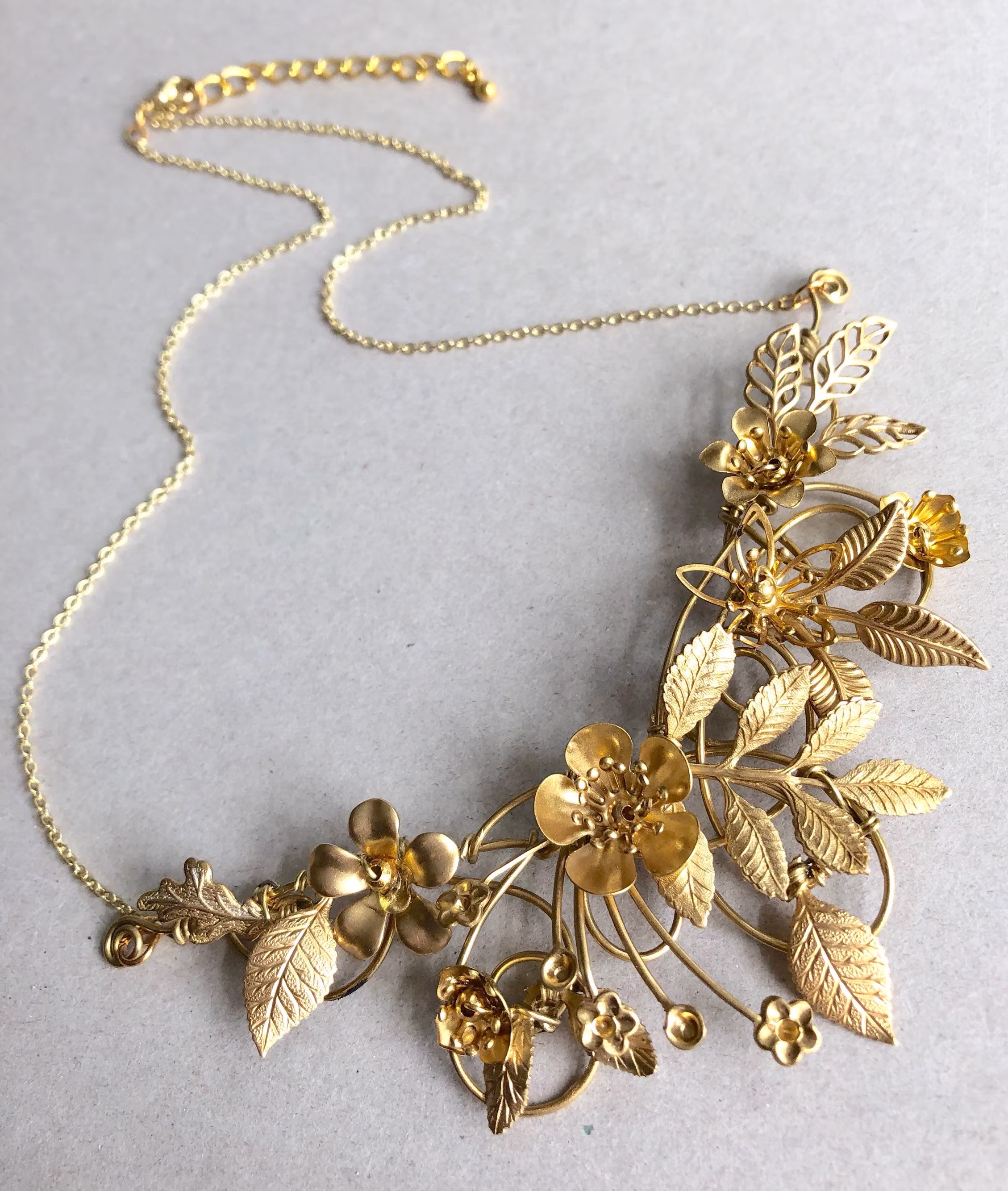 The Flora Necklace Floral, Organic, Leaf, Flower, Vintage, Natural Necklace