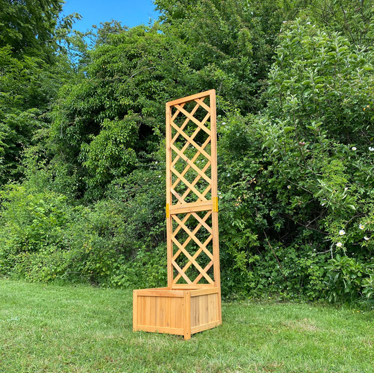 Tall Wooden Garden Planter With Trellis