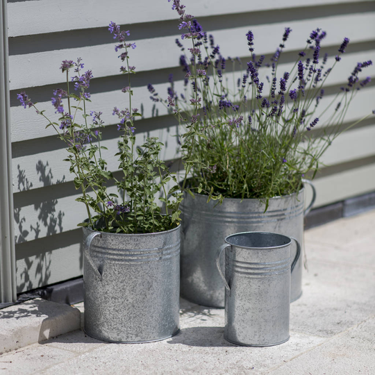 Set Of Three Galvanised Planters