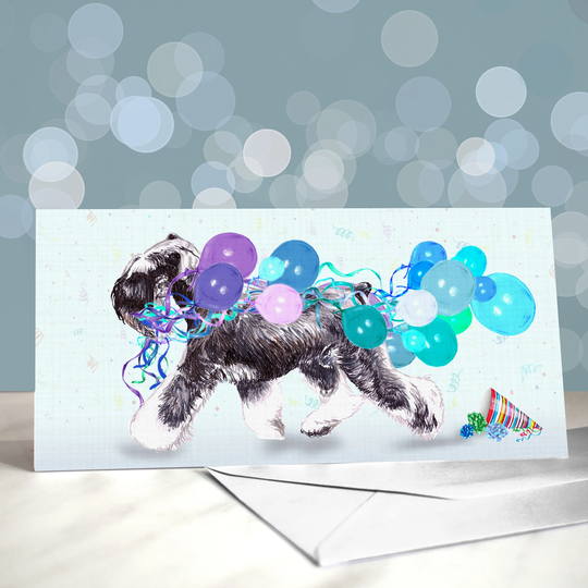 Miniature Schnauzer Birthday Greeting Cards/Pepper & Salt Blank Inside Card From The Dog Favourite Breed On Gift