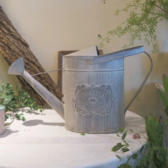5L Shabby Chic Metal Galvanized Rustic Garden Plants Metal Watering Can With Flowers Rose Or Mold Indoor Motif Side & Top Hand