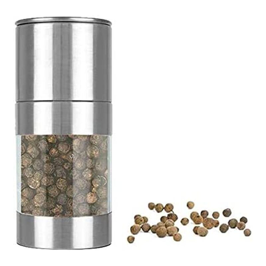 Manual Pepper Mill, Salt and Pepper Mill, Stainless Steel Spice Grinder, Adjustable Grain Size (Silver, 1 Piece, 5.3*11.8cm)