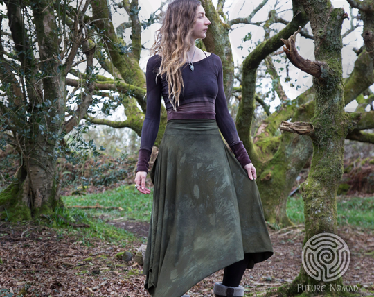 Mto Sitara Organic Crop Top Bamboo Soft Jersey Stretch With Cotton Velour Accents, Festival Clothing, Ecoclothing, Pixie, Psy, Goa
