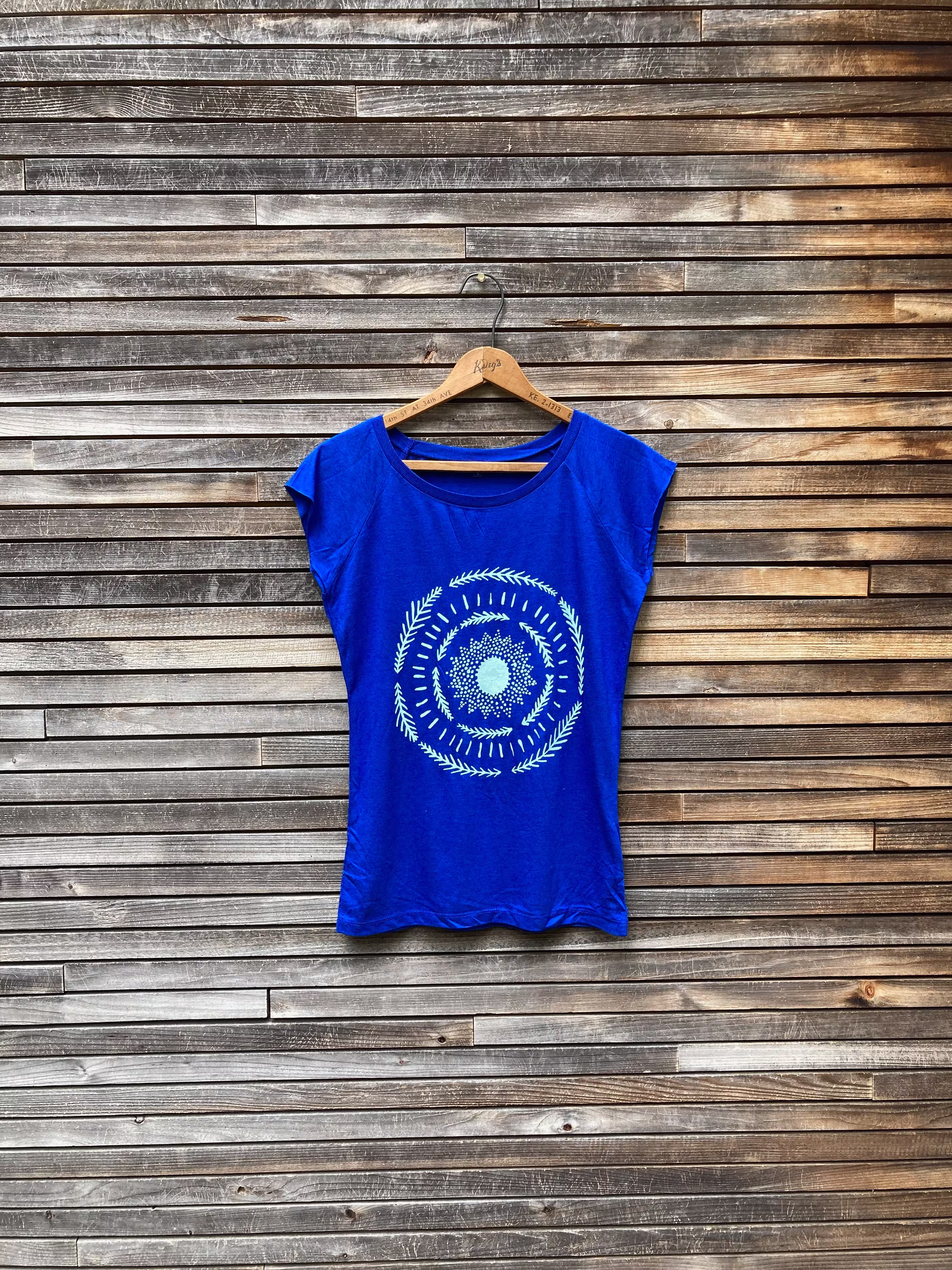 Sun Goddess Tee, Bamboo + Organic Cotton, Cap Sleeve Silky Cobalt Blue