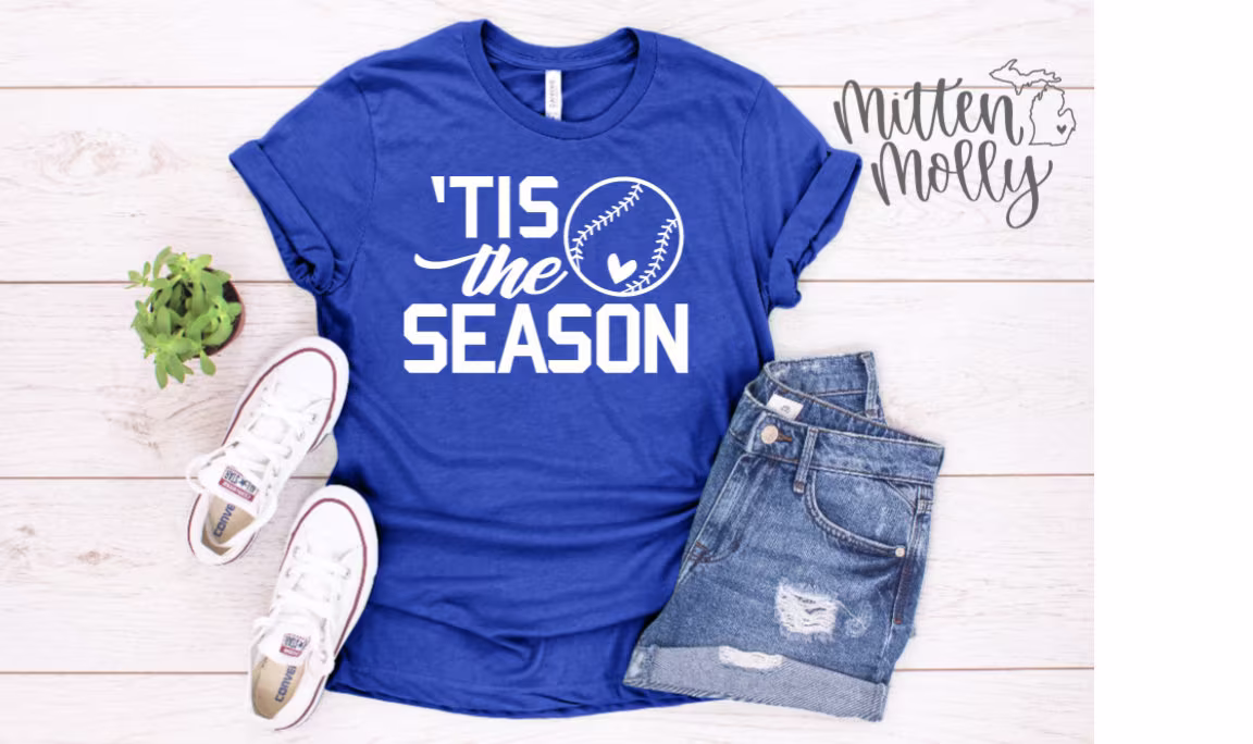 Tis The Season Baseball T-Shirt, Mom Shirt, Cute Tee, Gift, Sport Mom, Life, Grandma, Nana