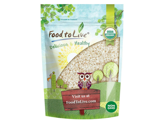 Organic White Arborio Rice - Non-Gmo, Kosher, Vegan, Raw, Dried, Bulk, Perfect For Risotto, Italian Style