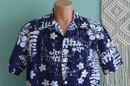Vintage 70S Hawaiian Shirt Ui-Maikai Floral Tropical Hibiscus Tiki Party Luau